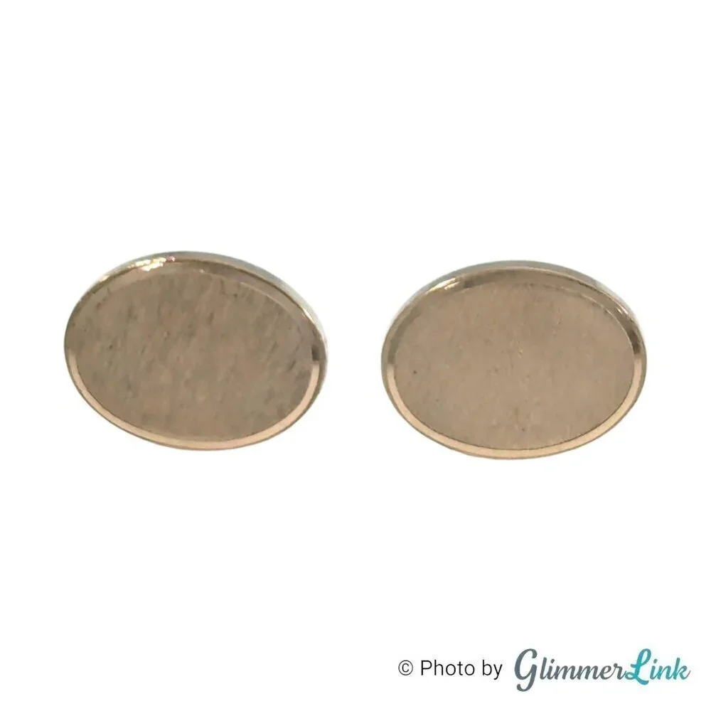 Vintage Anson Oval Brushed Face Engravable Gold Tone Cufflinks